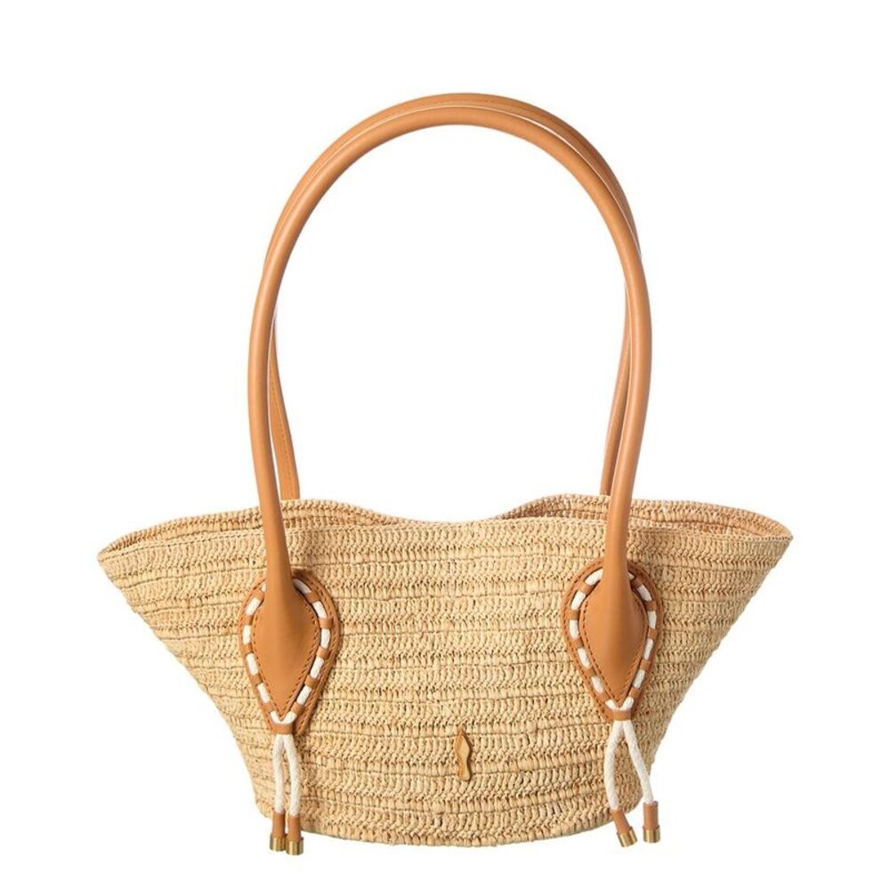 Christian Louboutin Venus Mini Raffia & Leather Tote, Brown